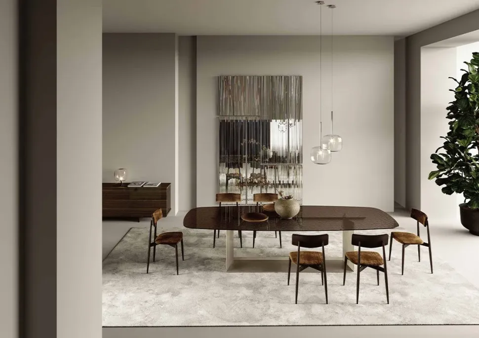 Tavolo in vetro sagomato T5 fused Tonelli design in offerta outlet