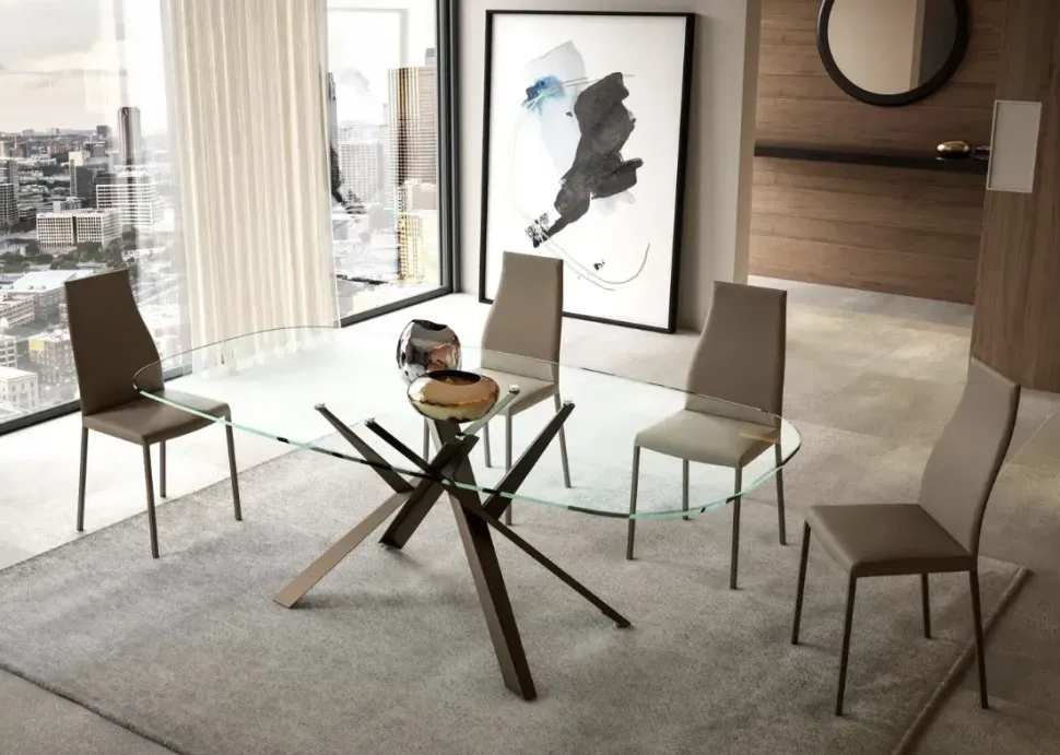 Tavolo in vetro sagomato Diago Easyline a prezzo scontato