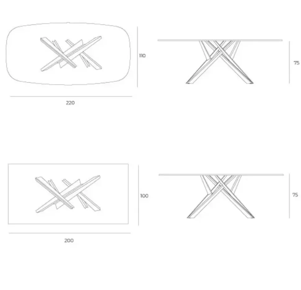 Tavolo in vetro sagomato Diago Easyline a prezzo scontato