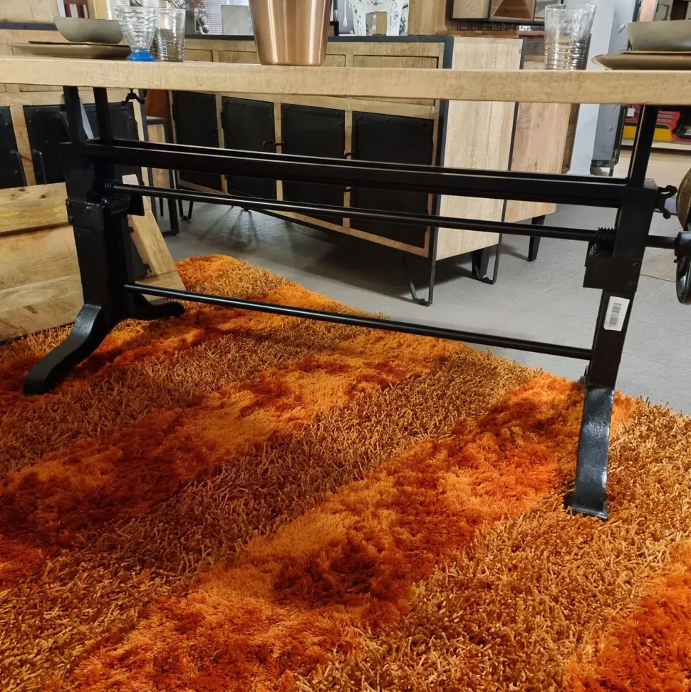 Tavolo legno rettangolare, industrial crank alzante con manovella, allungabile. Outlet etnico in offerta!