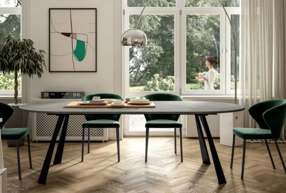 TAVOLO Md work Tavolo rotondo allungabile cemento SCONTATO a PREZZI OUTLET