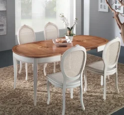 Tavolo Ovalino intarsiato Collezione esclusiva in legno Ovale allungabile