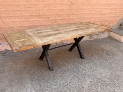 Tavolo rettangolare a cavalletto Tavolo industrial gambe  ferro/legno in offerta   Outlet etnico scontato