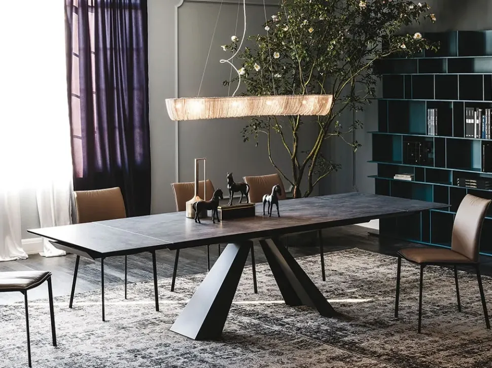Tavolo rettangolare con basamento centrale Eliot keramik Cattelan scontato