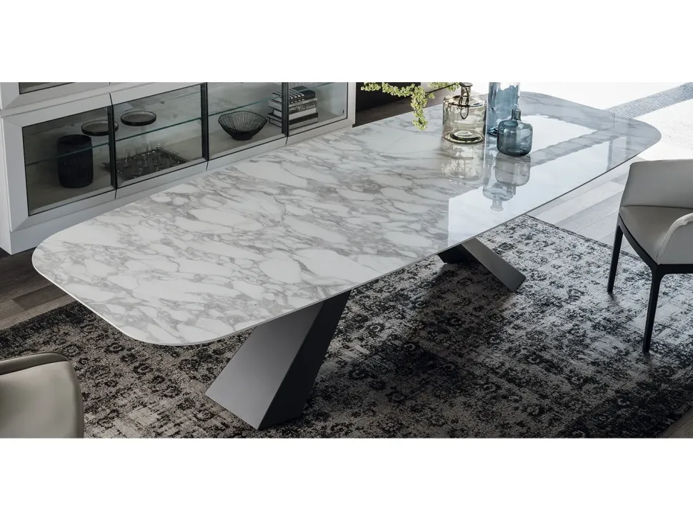 Tavolo rettangolare con basamento centrale Eliot keramik Cattelan scontato
