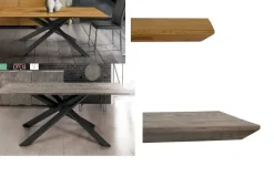 Tavolo rettangolare in legno Tavolo rovere grigio e rovere mielato fine serie di Md work in Offerta Outlet