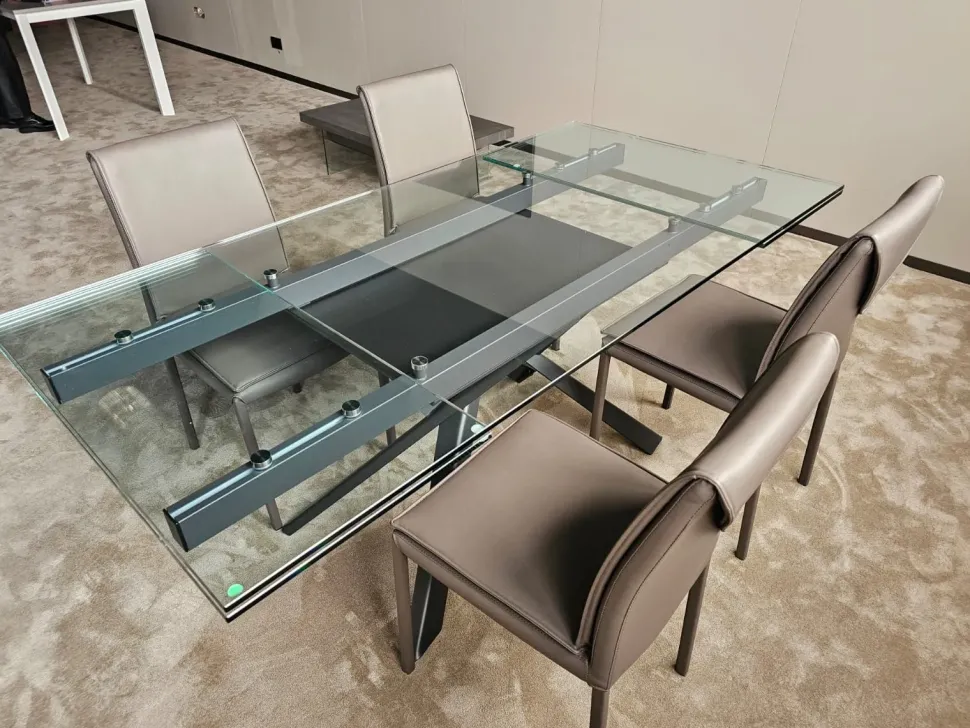 Tavolo rettangolare in vetro Romeo di Easyline in Offerta Outlet