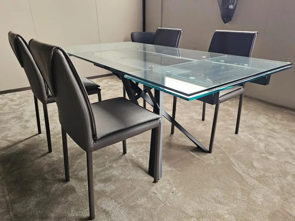 Tavolo rettangolare in vetro Romeo di Easyline in Offerta Outlet