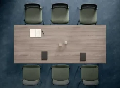 Tavolo riunione in legno Rhea con 6 sedie Flycom a prezzi convenienti