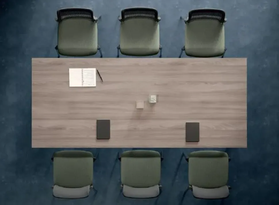 Tavolo riunione in legno Rhea con 6 sedie Flycom a prezzi convenienti