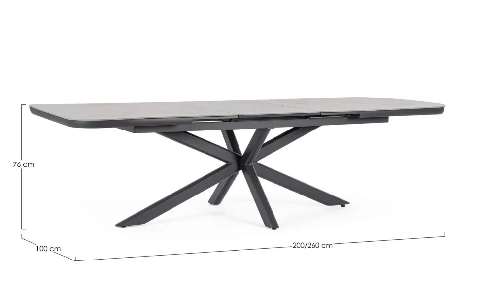 Tavolo scontato da giardino Tavolo pascal allungabile 200-26 cm con 8 poltrone krion antracite Bizzotto