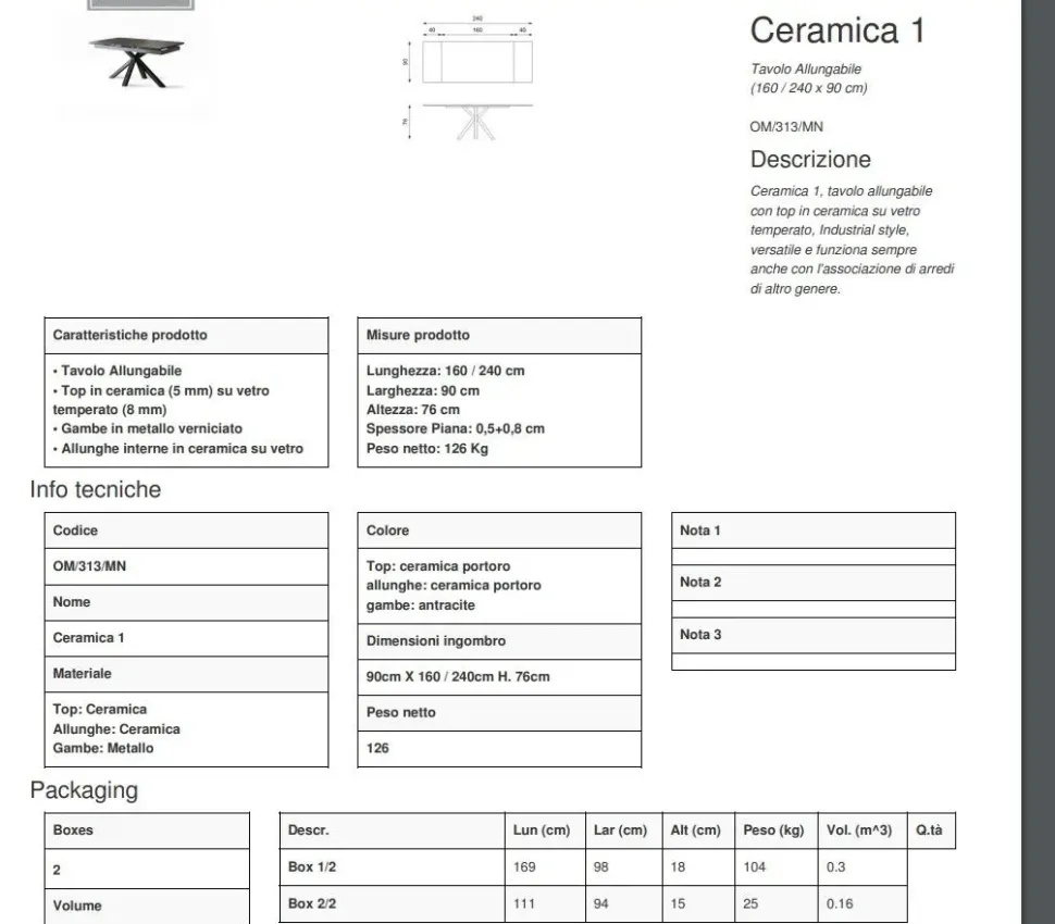 Tavolo Stones Ceramica 1 PREZZI OUTLET -45%