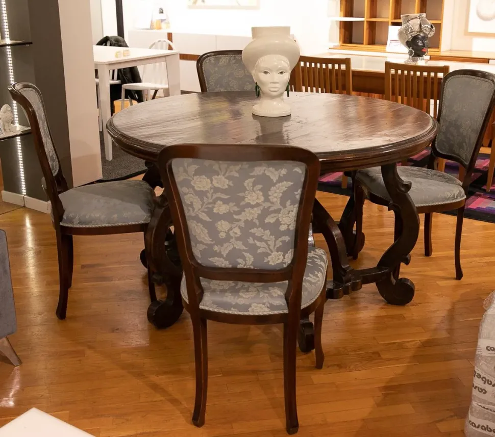 Tavolo Tavolo fratino legno antico massello noce + n. 4 sedie Artigianale a prezzo ribassato