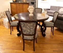 Tavolo Tavolo fratino legno antico massello noce + n. 4 sedie Artigianale a prezzo ribassato