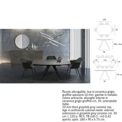 Tavolo Tavolo in ceramica allungabile nero Md work a prezzo ribassato