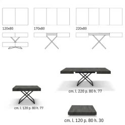 Tavolo Tavolo trasformabile struttura in metallo e piano finitura acciaio ossidato  di Md work scontato del 45%