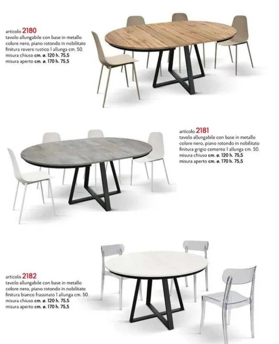 Tavolo Tempor 2180 Collezione esclusiva in laminato Rotondo allungabile scontato 50%